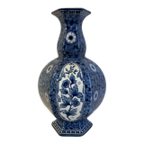 Vase earthenware blue and white floral motifs