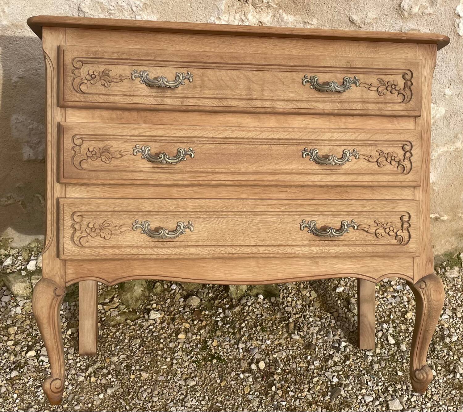 Small stripped oak chest of drawers