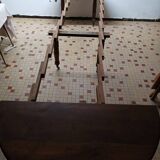 Ancienne table Louis Philippe 6 pieds sur roulettes
