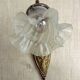 French art nouveau bronze wall light white frilled patterned glass shade 4213