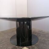 Black lacquered glass table and glass in the hoof style, Italy.