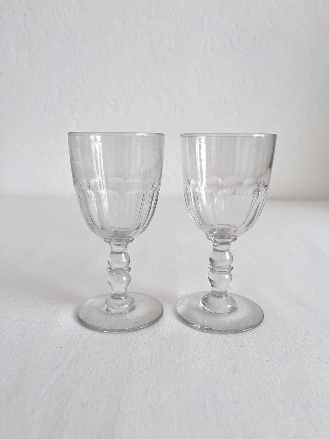 2 old aperitif or port wine glasses from the 19th century