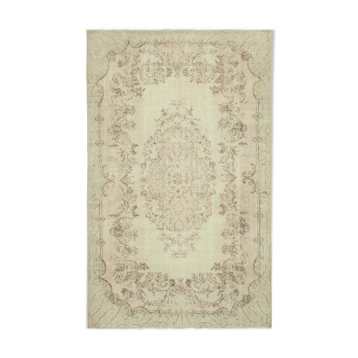 Handmade rustic oriental beige rug 195 cm x 303 cm