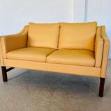 VINTAGE DANISH RETRO SKIPPER 2 PERSON SOFA IN BUTTERMILK LEATHER