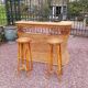 Rattan bar and 2 stools