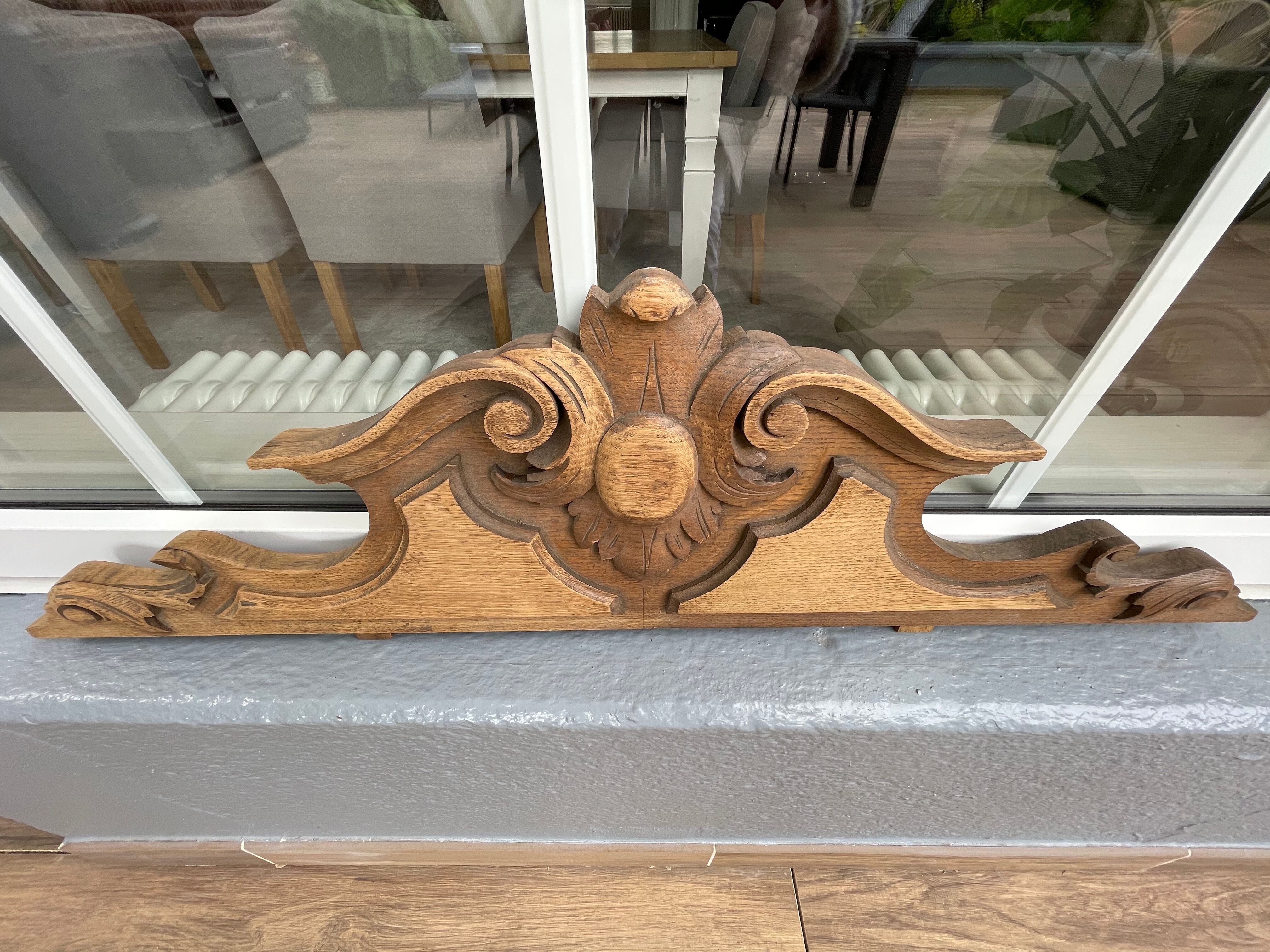 Carved wooden pediment