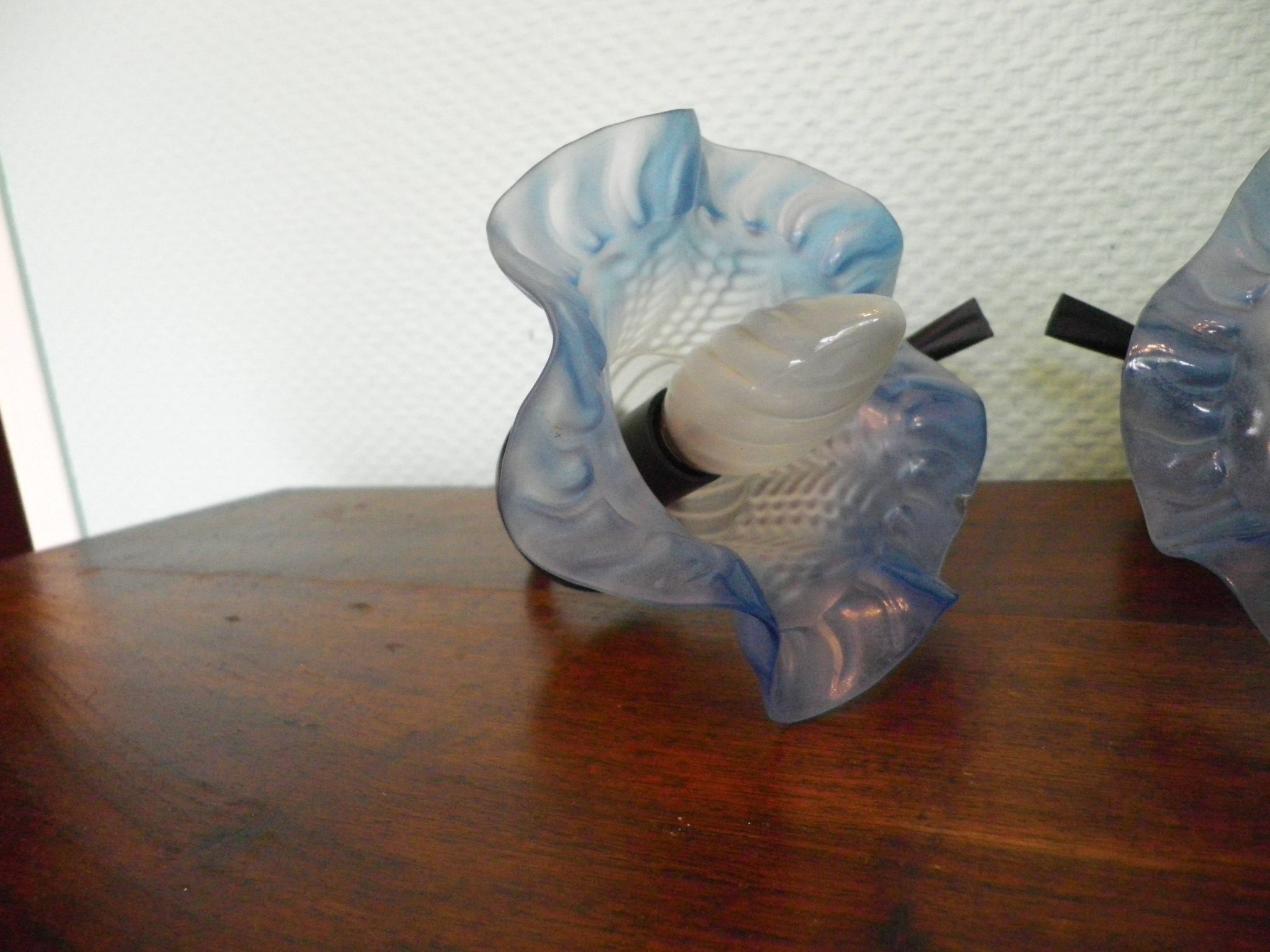 Vintage Wall Sconces with Opaline Glass, 1970s, Set of 2