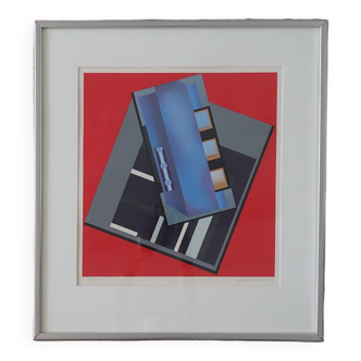 Peder Duke, Komposition, sérigraphie couleur, 1989, encadré