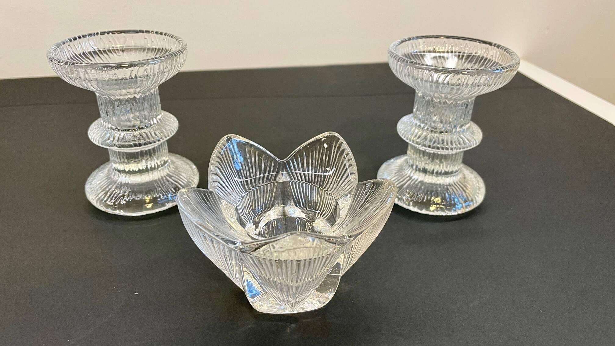 Vintage-style crystal candlesticks in the style of LITTLA