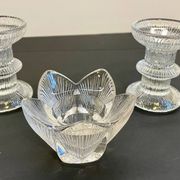 Vintage-style crystal candlesticks in the style of LITTLA