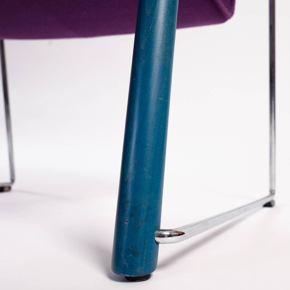 Fauteuil lounge Thonet Wulf Schneider s320 en laine violette, années 1980