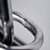 Pair of XL knotted candlesticks in aluminum, Italy, 1980