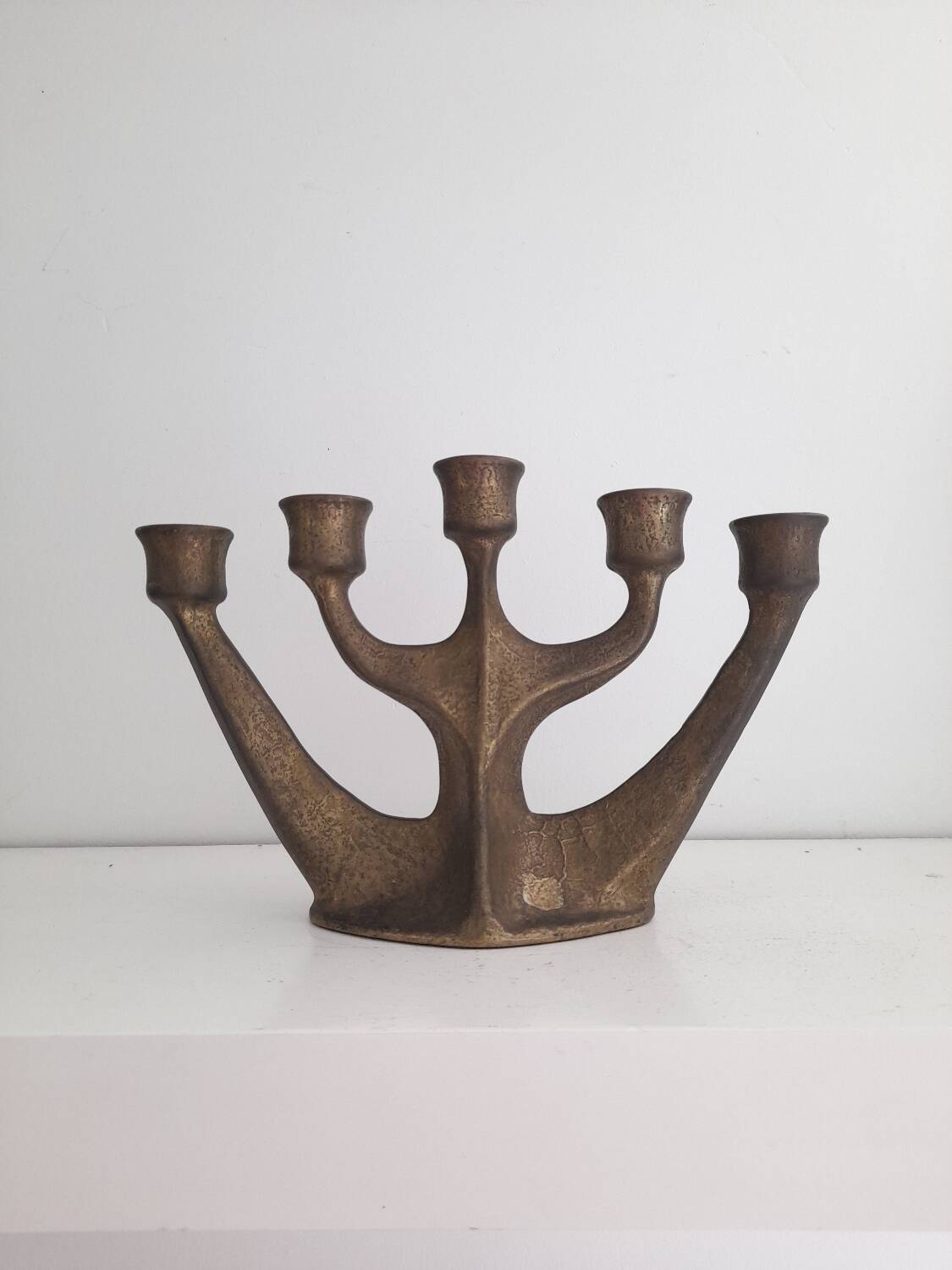 Chandelier en bronze brutaliste Horst Dalbeck 70s