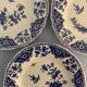 9 assiettes creuses en faïence bleue et blanche de Gien, 1960