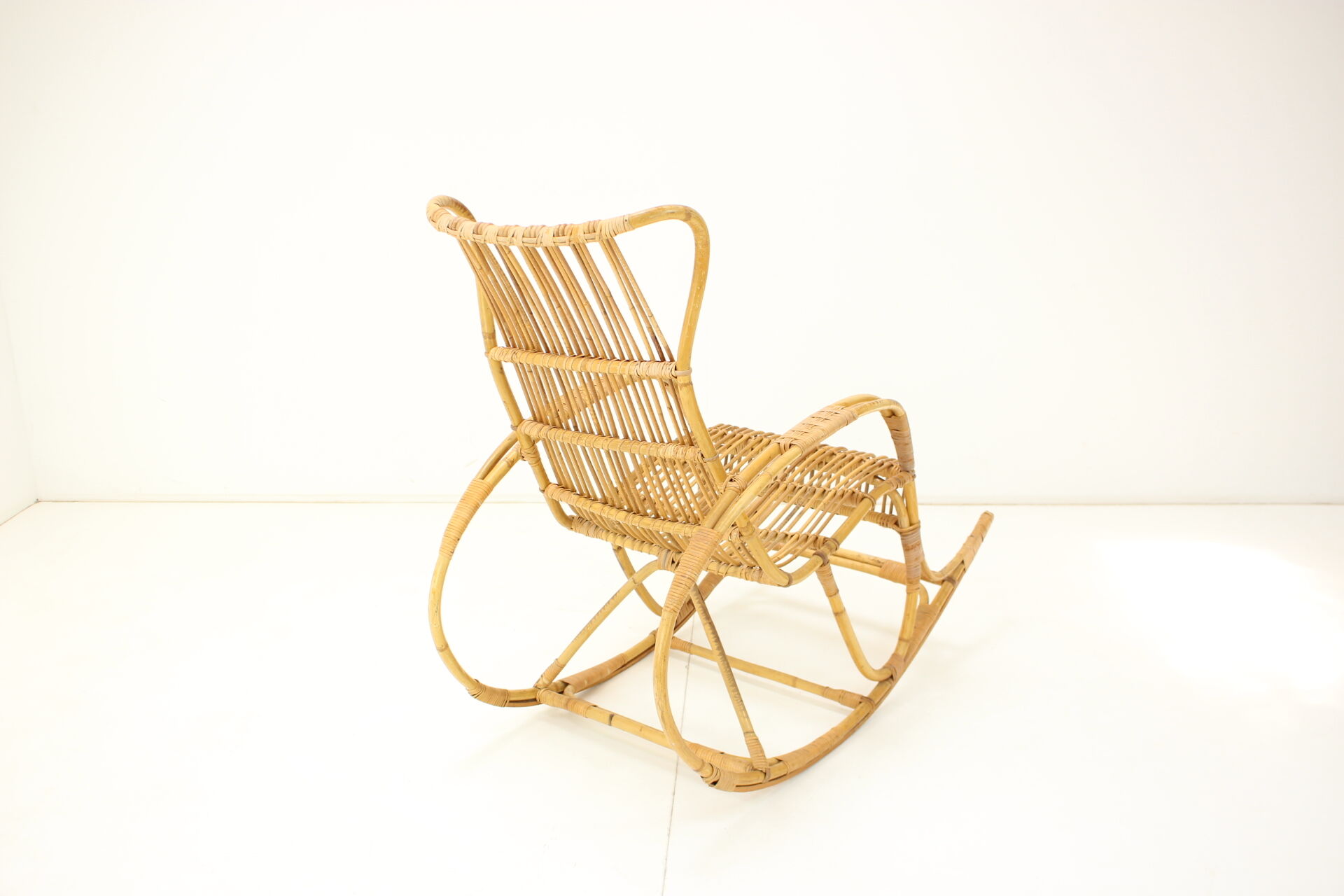 Mid-century rattan rocking chairs, 1960's