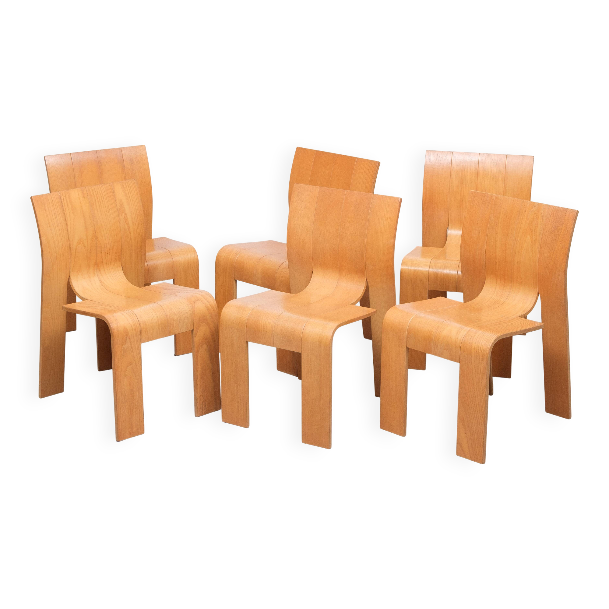 6 Gijs Bakker Strip Chairs for castelyn 1970s