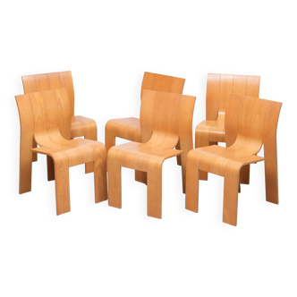 6 chaises Gijs Bakker Strip pour Castelyn années 1970