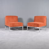 Pair of chrome base armchairs,1970
