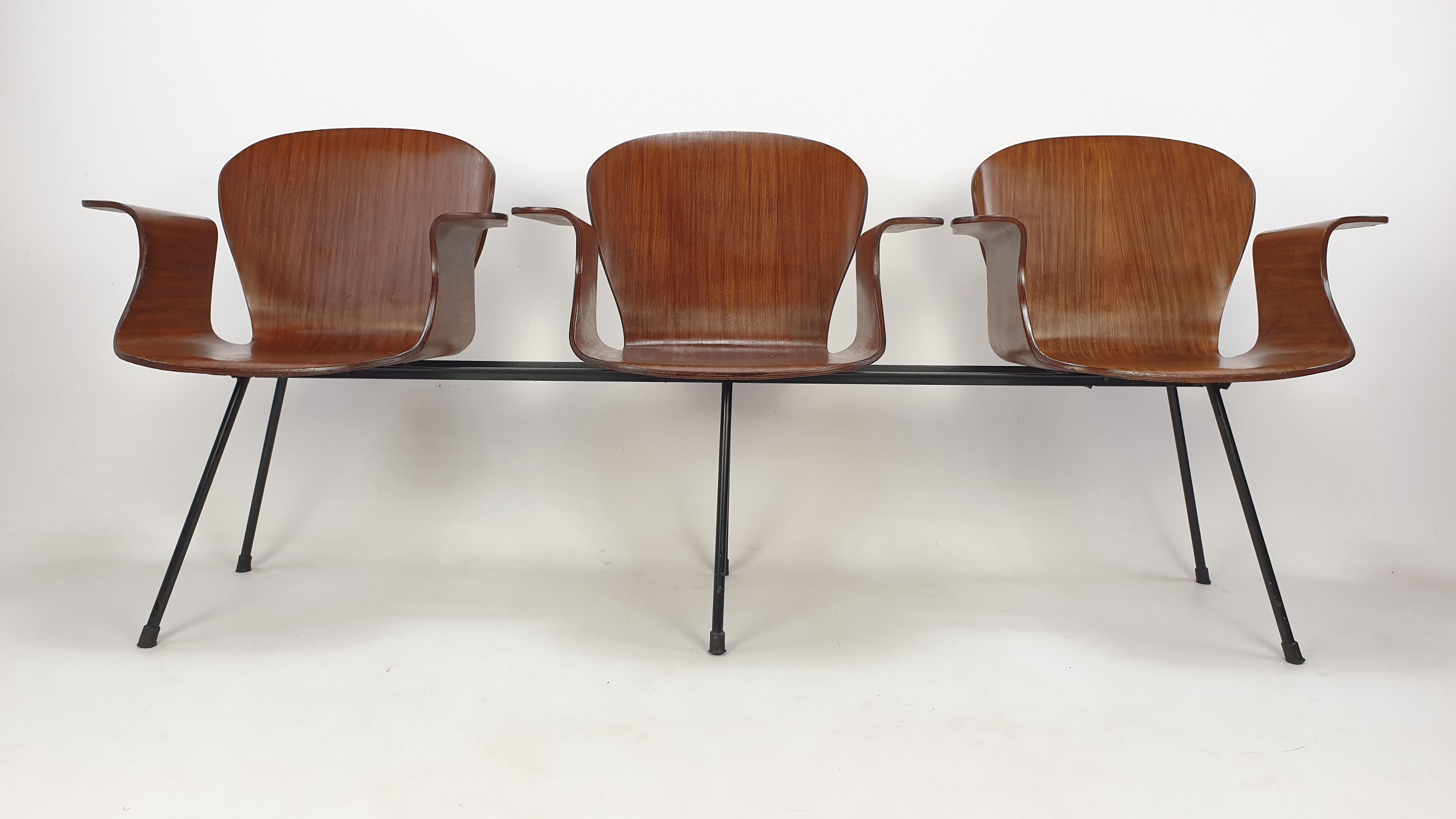 Mid Century Italian 3-seat Bench by Carlo Ratti, 50's