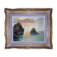 Superb seaside table with crespuscule by P. Dupret with frame