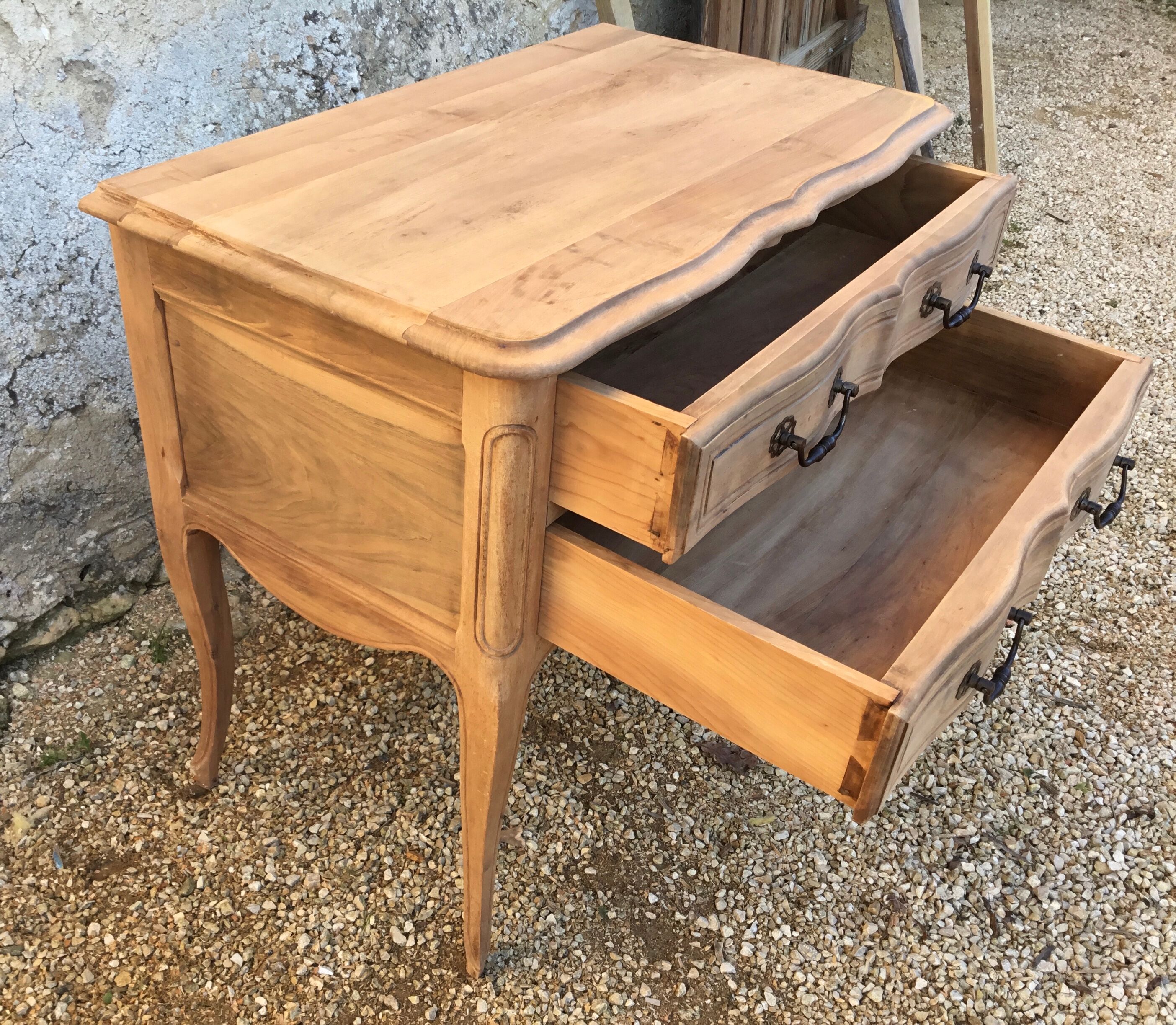 Louis XV style walnut chest of drawers stripped