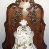Fountain and washbasin moustier wood support carved, handmade
