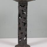 Brutalist wrought iron candlestick, European craftsmanship, 1960s