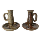 2 bougeoirs poucier en grès