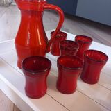 Pitcher and 6 old Elchinger mug glasses