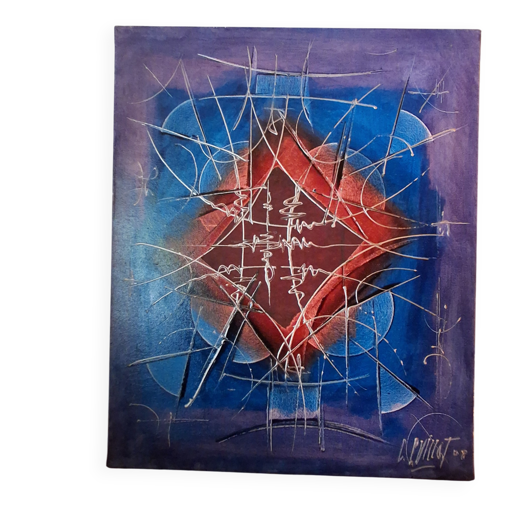 Original Abstract Table - "Admiral" by Christian Guillot 61x50cm