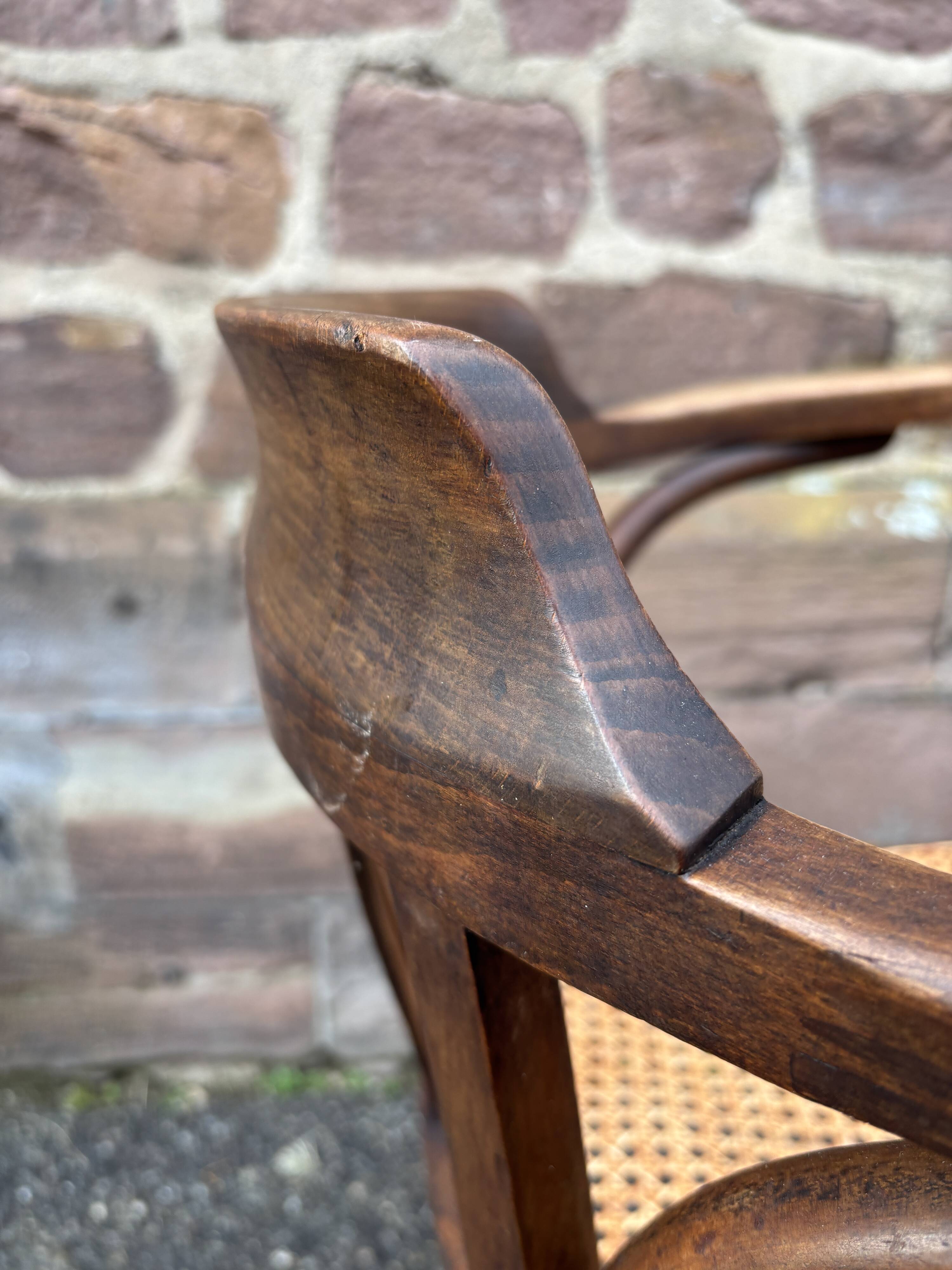 Rare american viennese style office armchair, bent wood, w baumann.