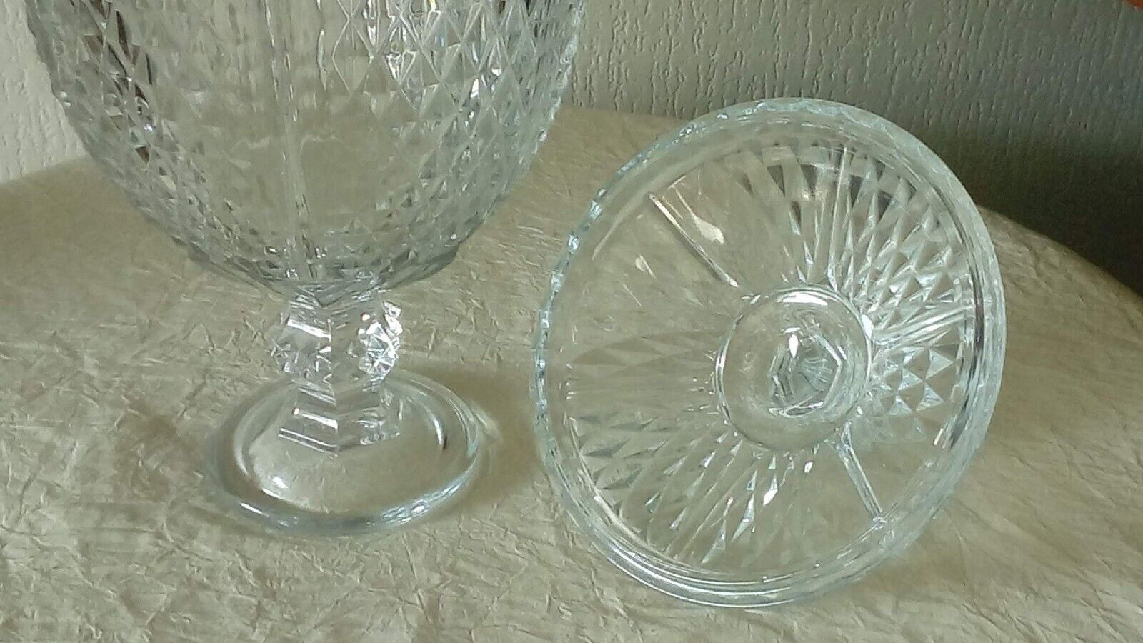 Glass candy box covered pot shower base diamond tip decor