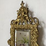 19th-century Napoleon III style gilded bronze wall sconce with bevelled mirror.