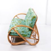 Vintage set of bamboo lounge armchairs and sofa with coffee table Paul Frankl, 1960s