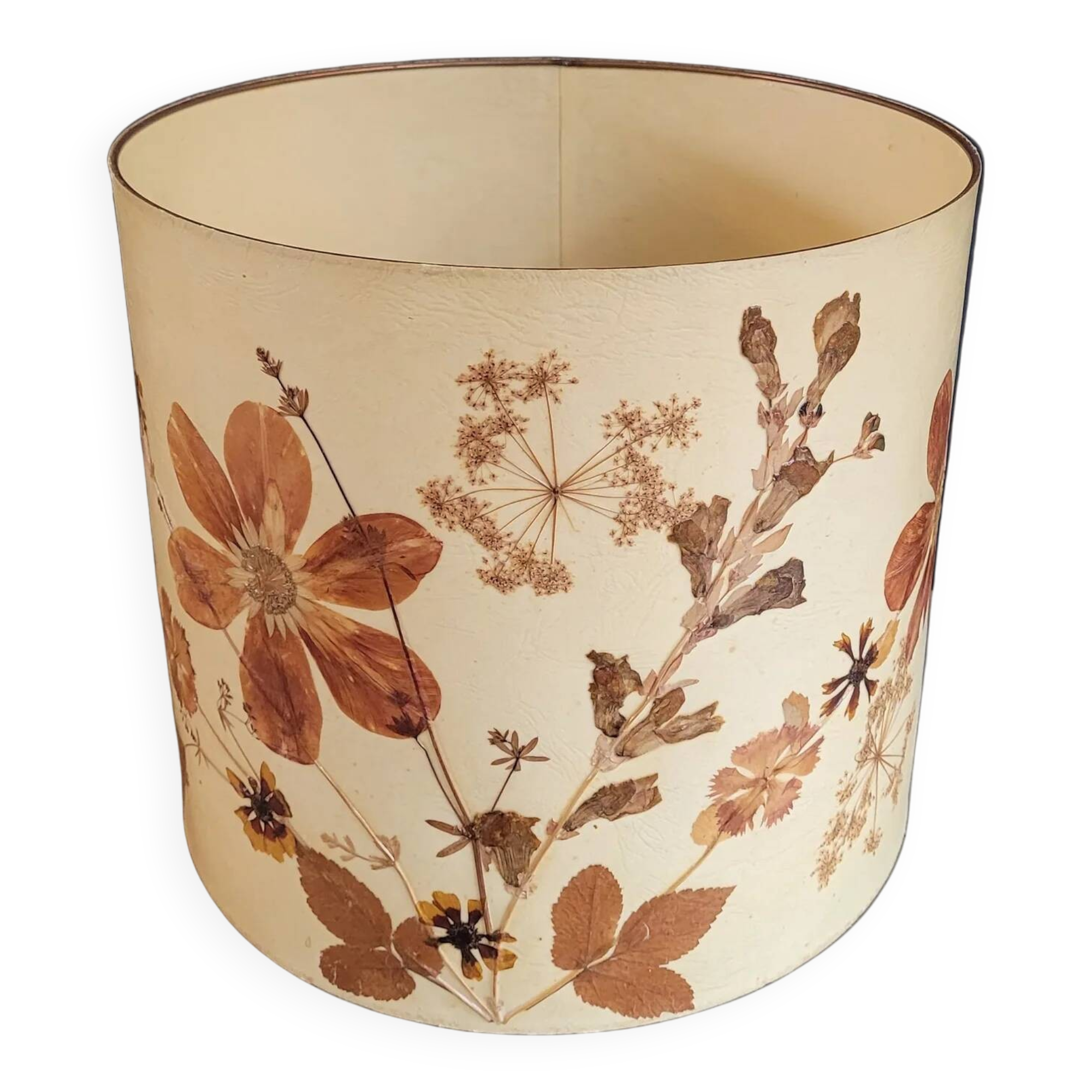 Large vintage lampshade with dried flowers