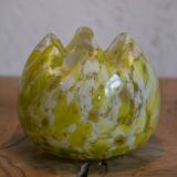 Vase verre jaune et blanc