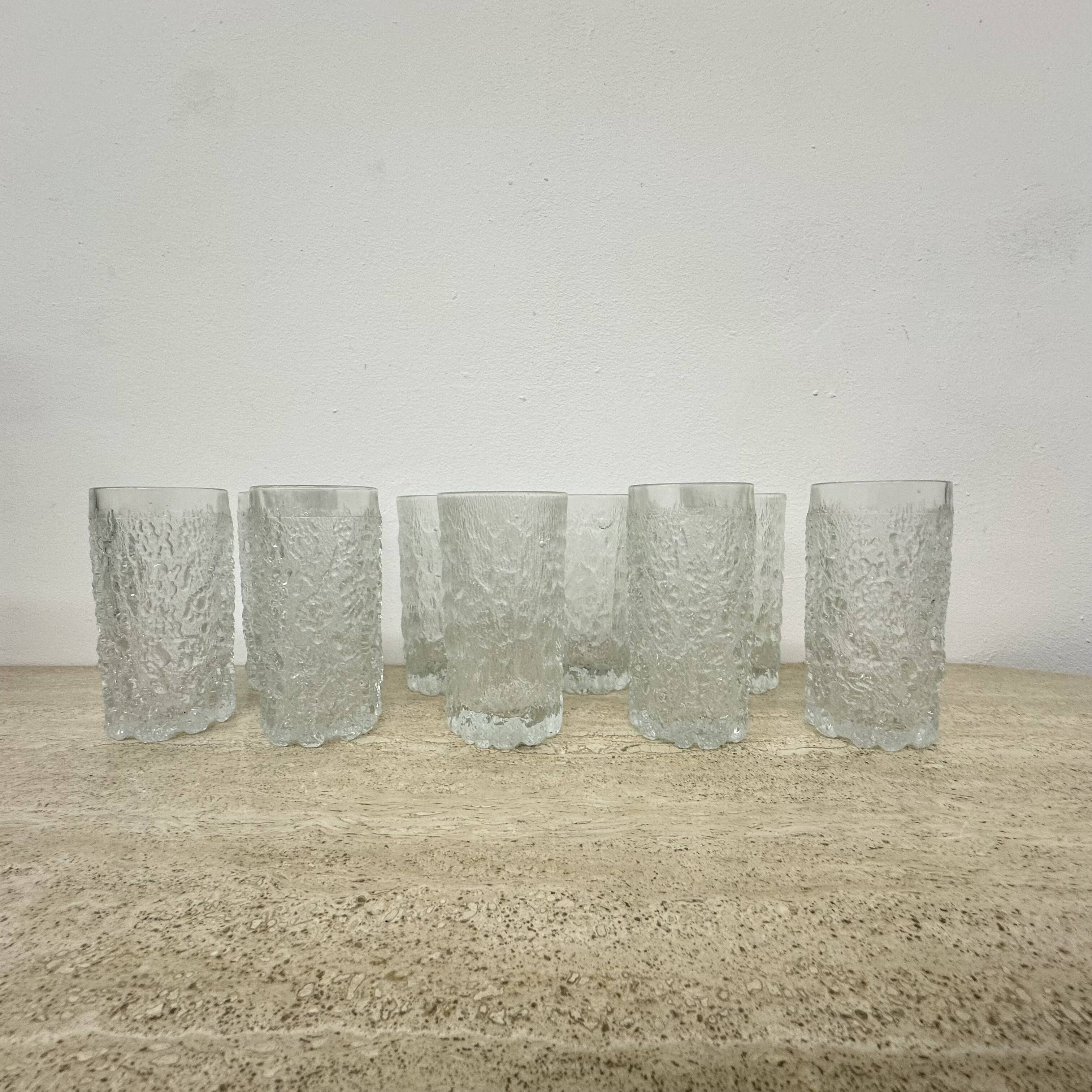 Set of 9 bark glass drink glasses by Goebel charlottenhutte, 1970s, Germany