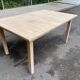 Scandinavian extendable dining table stripped in raw solid wood 1990
