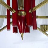 Large Mid-Century Arredoluce Monza manner chandelier. 1950s Italian design
