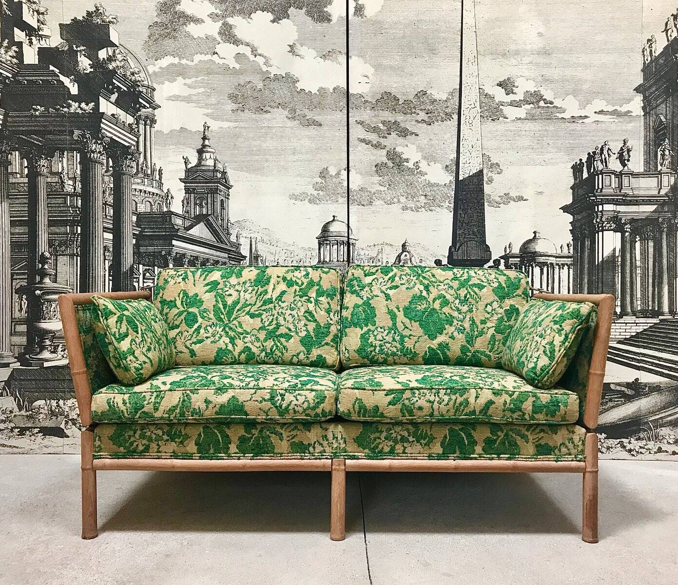 Convertible Two-Seater Sofa / Daybed in Bamboo Style, France 1960s