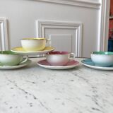 Lot de 4 tasses Digoin Sarreguemines pastel années 50-60