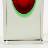 Vase en verre de Murano, rouge et vert immergé