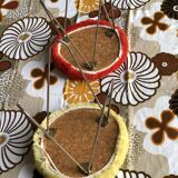 Set of 2 vintage yellow and red moumoute stools 1970