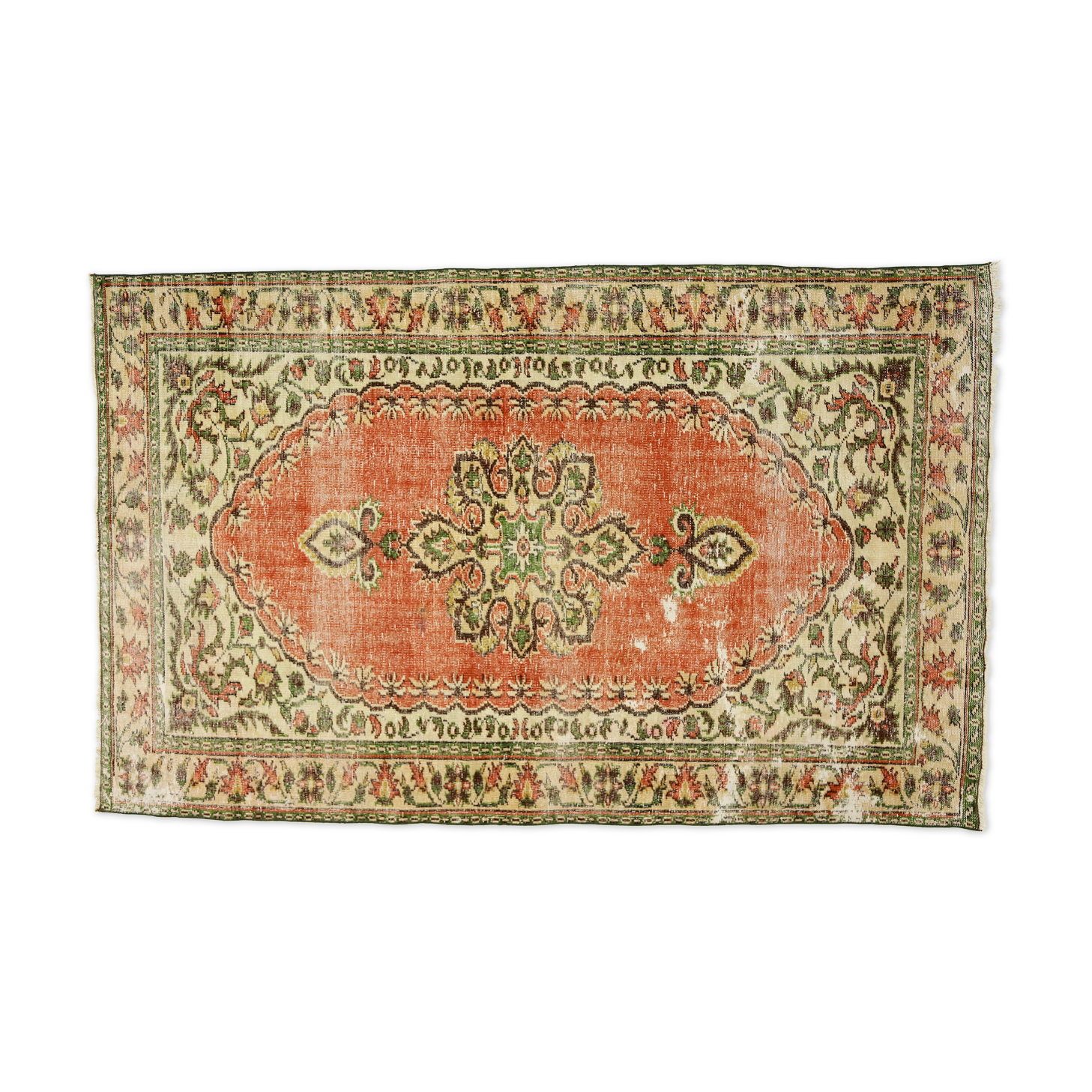 Anatolian handmade vintage rug 242 cm x 150 cm