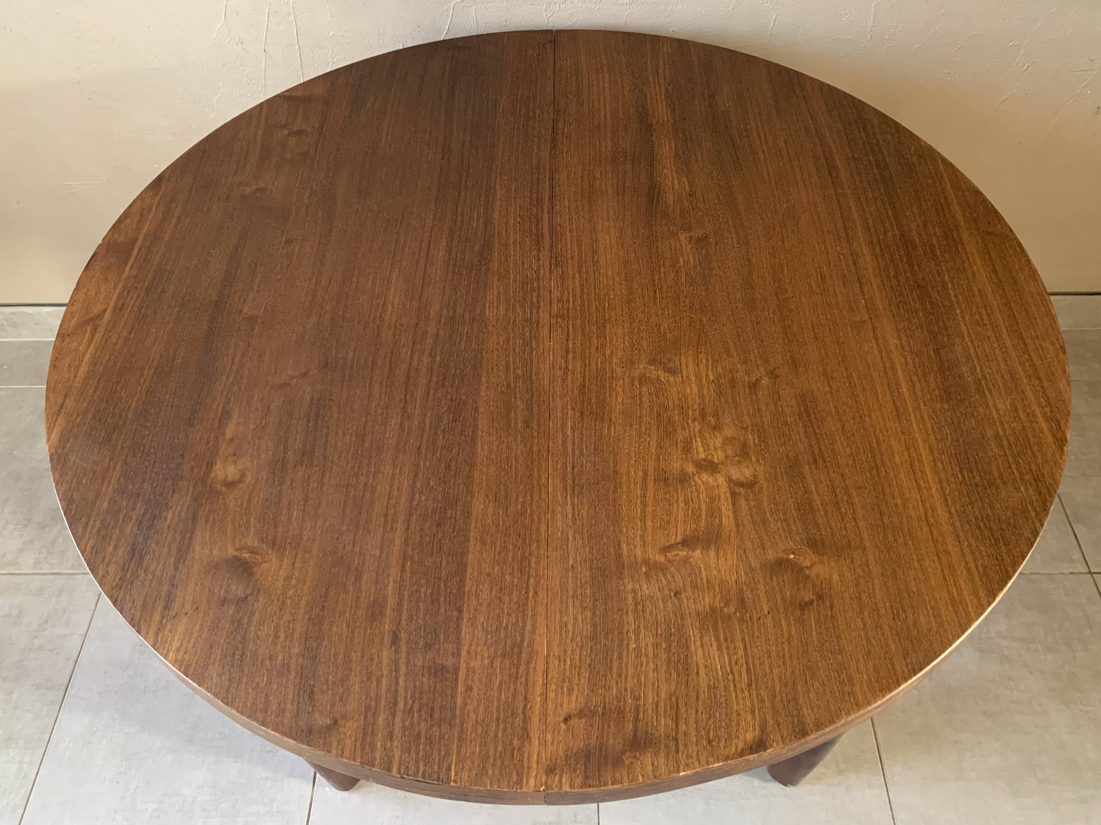 Vintage extendable wooden table from the 50s with independent extension