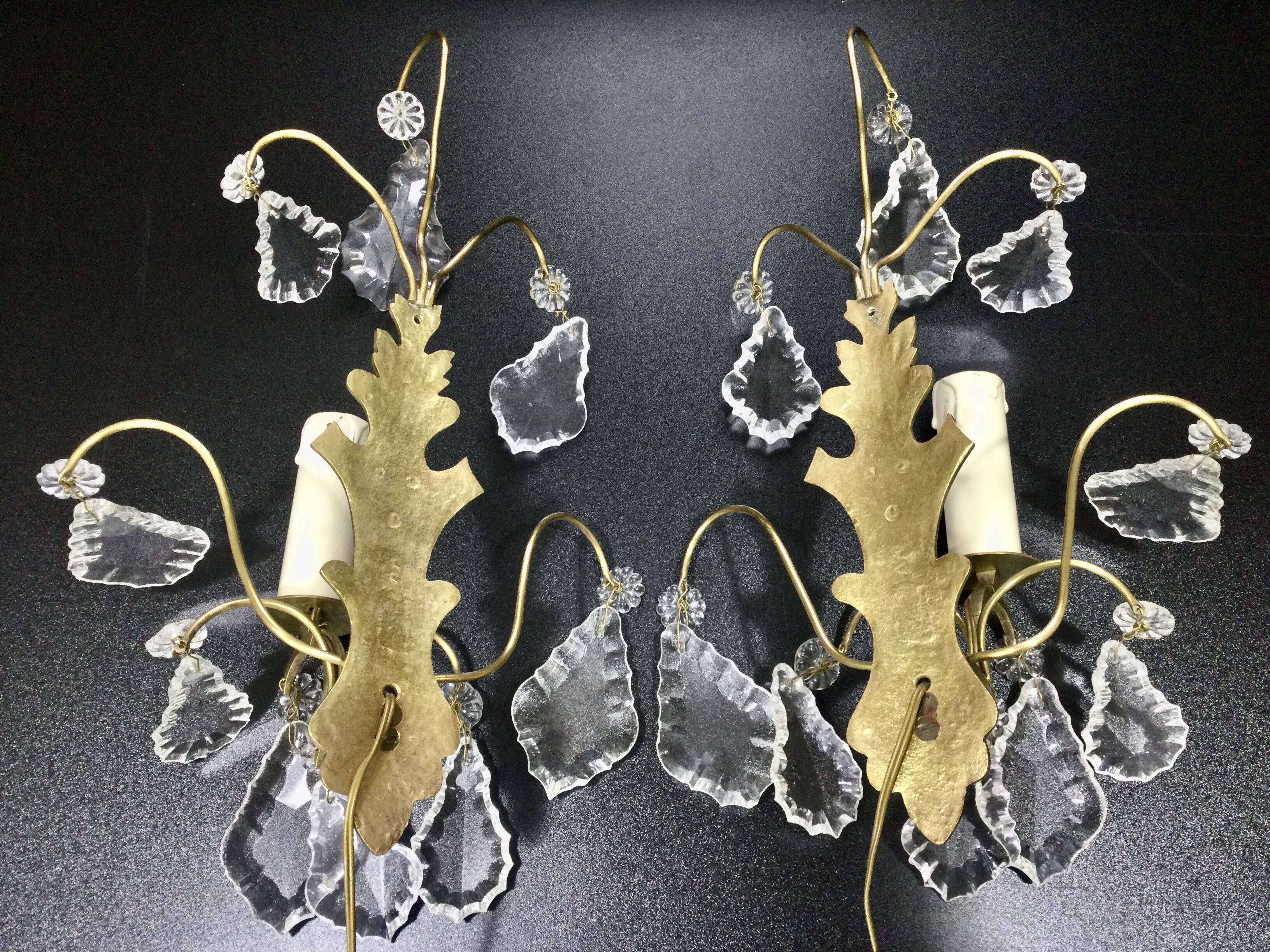 Pair of Wall Lamp Bronze And Crystal 1 Light