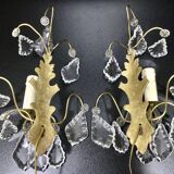 Pair of Wall Lamp Bronze And Crystal 1 Light