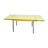 Plastilux yellow formica table with extensions 50s