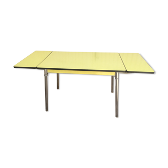 Plastilux yellow formica table with extensions 50s