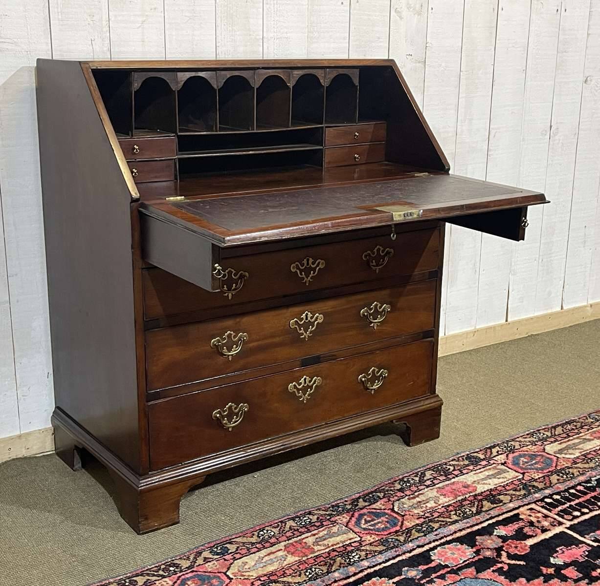 English Georgian donkey desk from the 19th century, mahogany and oak.